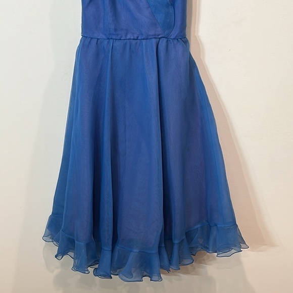 Vintage 60s ruffle faux wrap halter a line midi dress women’s size small / 4 - Picture 3 of 9